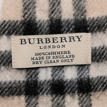 Burberry Cashmere House Check Fringe Scarf Camel 4 of 4