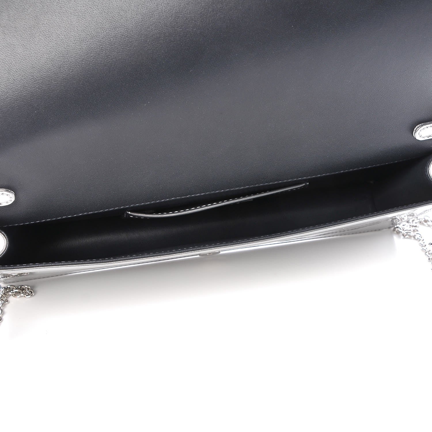 Christian Dior Metallic Patent Micro-Cannage Lady Dior Croisiere Chain Clutch Silver 5 of 6