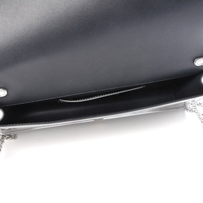 Christian Dior Metallic Patent Micro-Cannage Lady Dior Croisiere Chain Clutch Silver 5 of 6