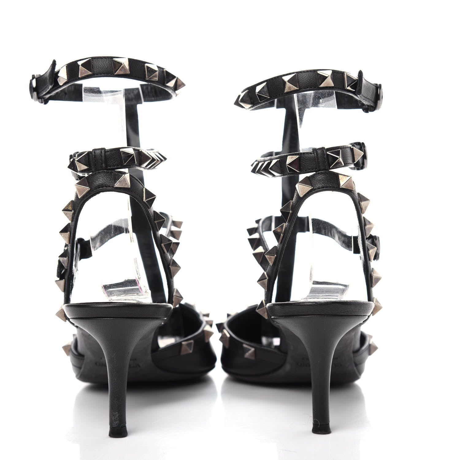 Valentino Garavani Nappa Rockstud Ankle Strap Low Heel Pumps 36.5 Black 7 of 10