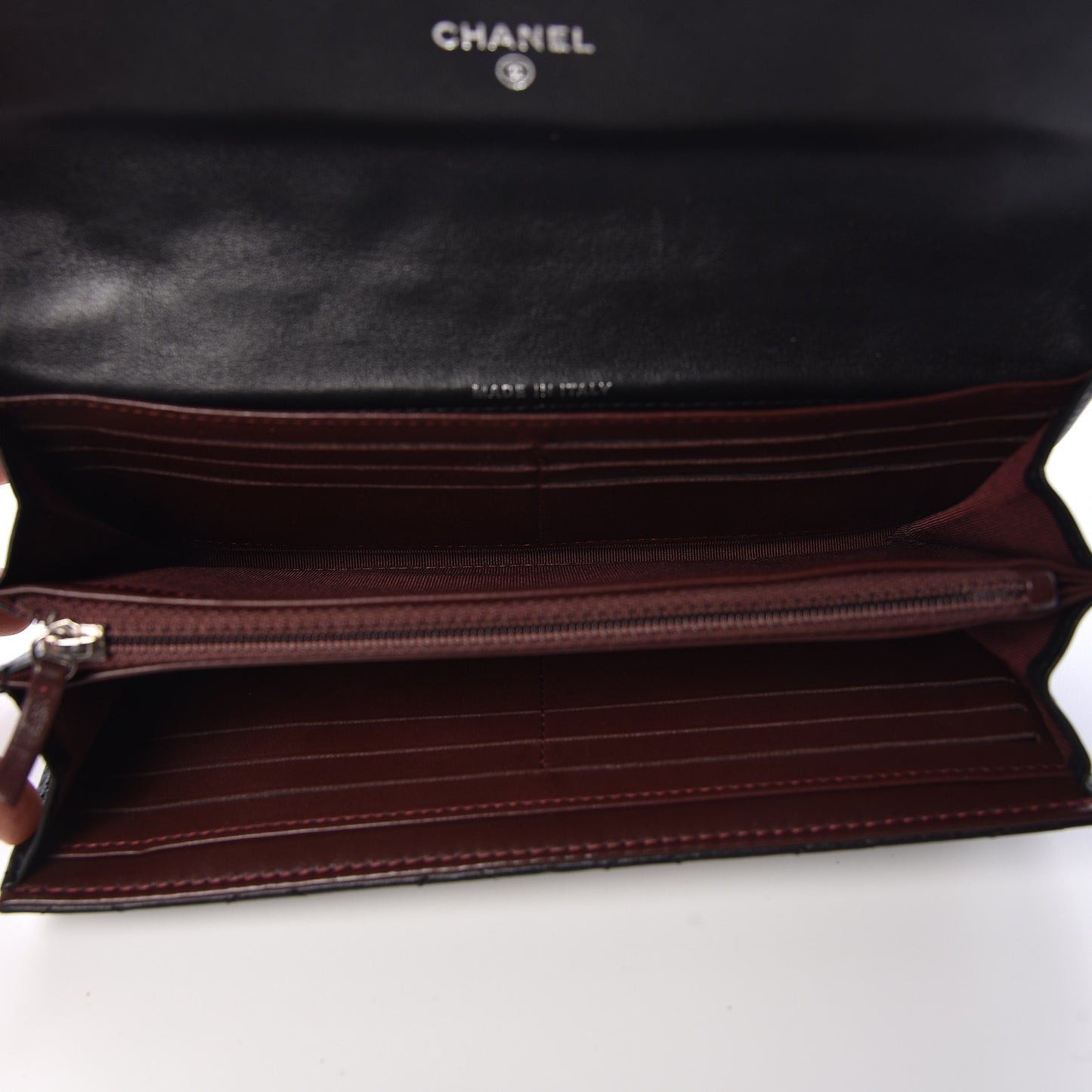 Lambskin Quilted Large Gusset Flap Wallet Black