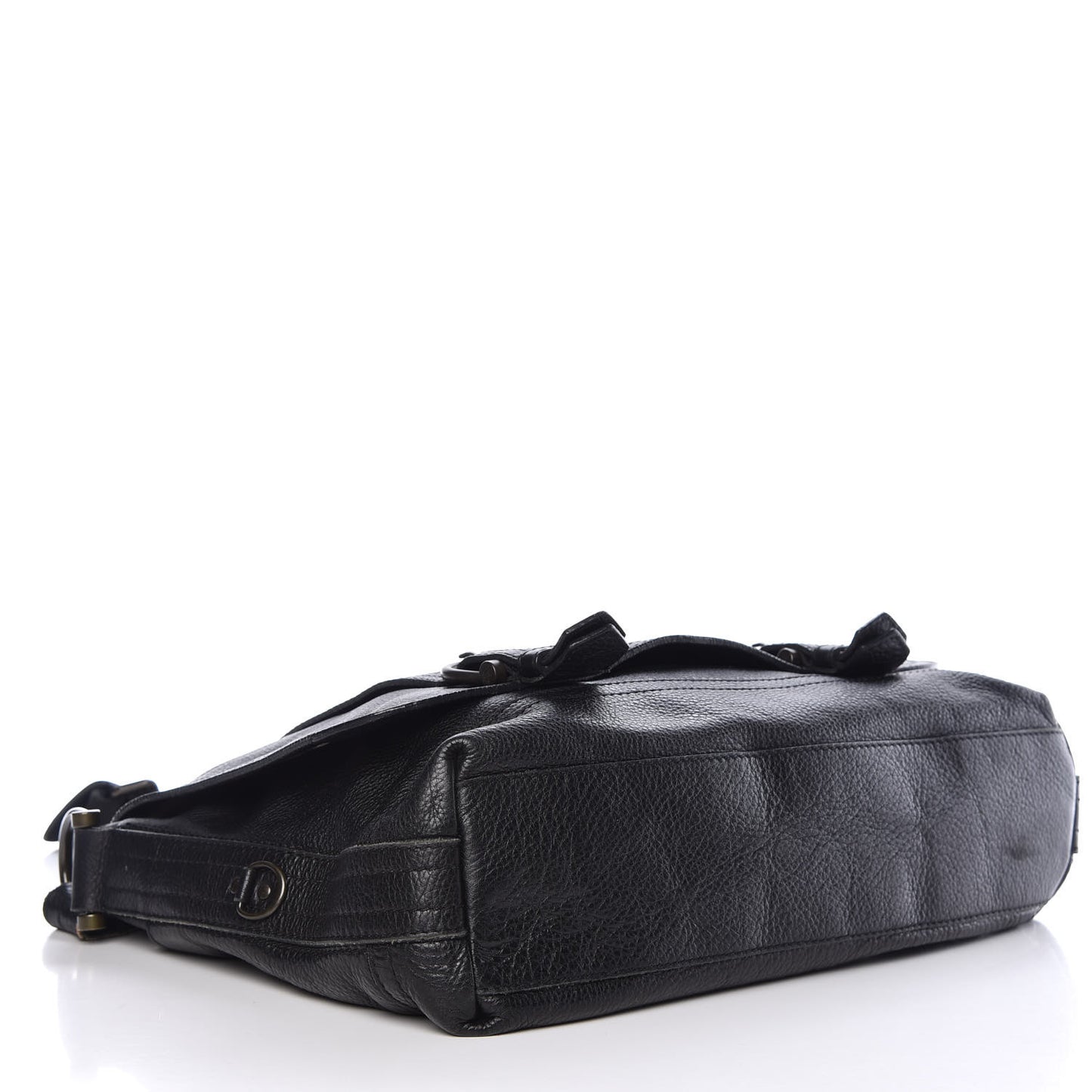 Grained Calfskin Messenger Black