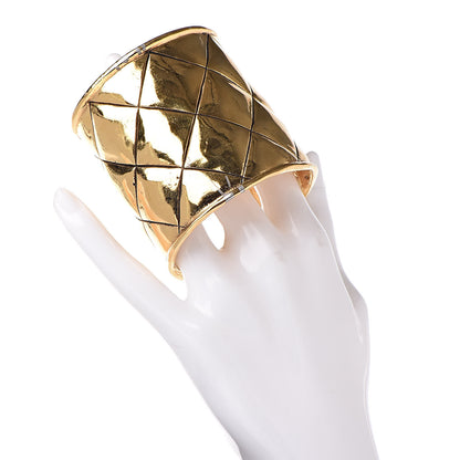 Chanel Metal Quilted Wide CC Cuff Gold 2 of 5