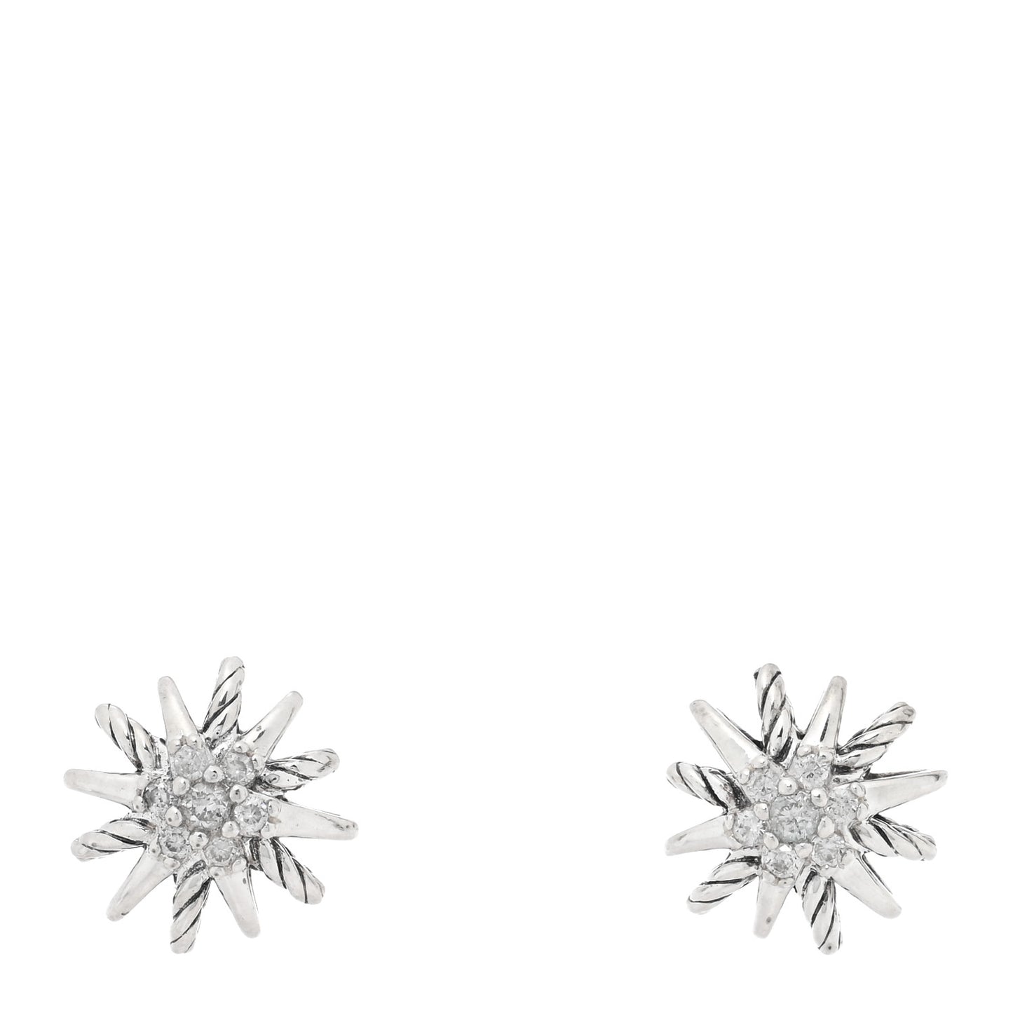Sterling Silver Diamond 10mm Petite Starburst Earrings