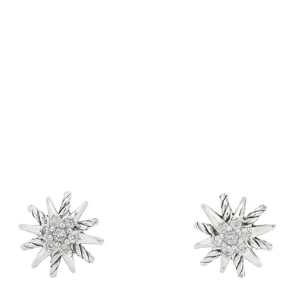 David Yurman Sterling Silver Diamond 10mm Petite Starburst Earrings 1 of 4