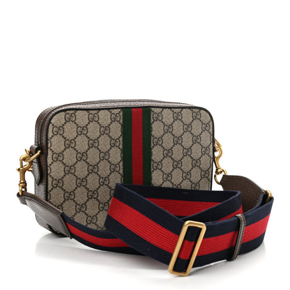 Gucci GG Supreme Monogram Textured Dollar Calfskin Web Ophidia Wristlet Shoulder Bag Beige Ebony New Acero 3 of 12