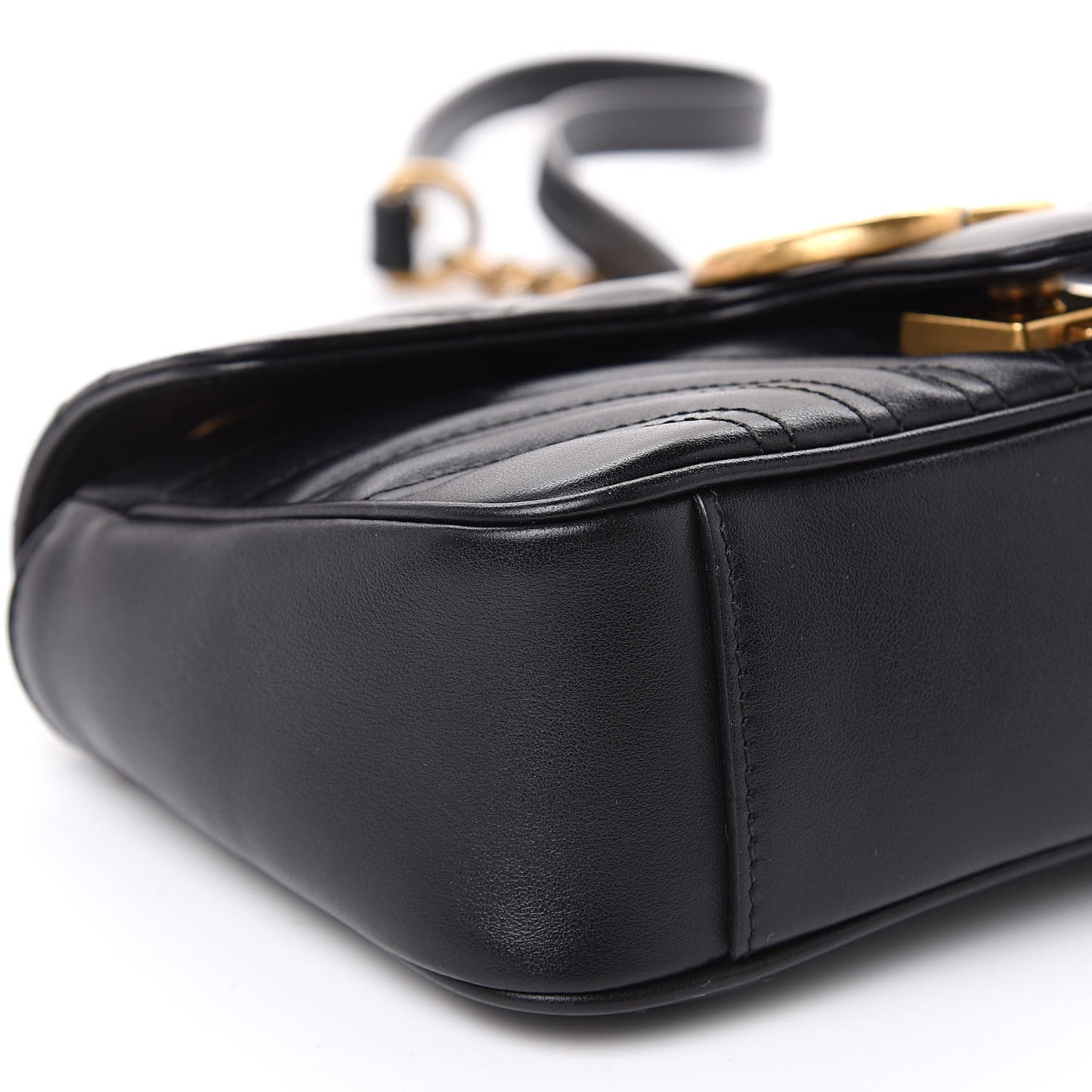 Calfskin Matelasse Mini GG Marmont Shoulder Bag Black
