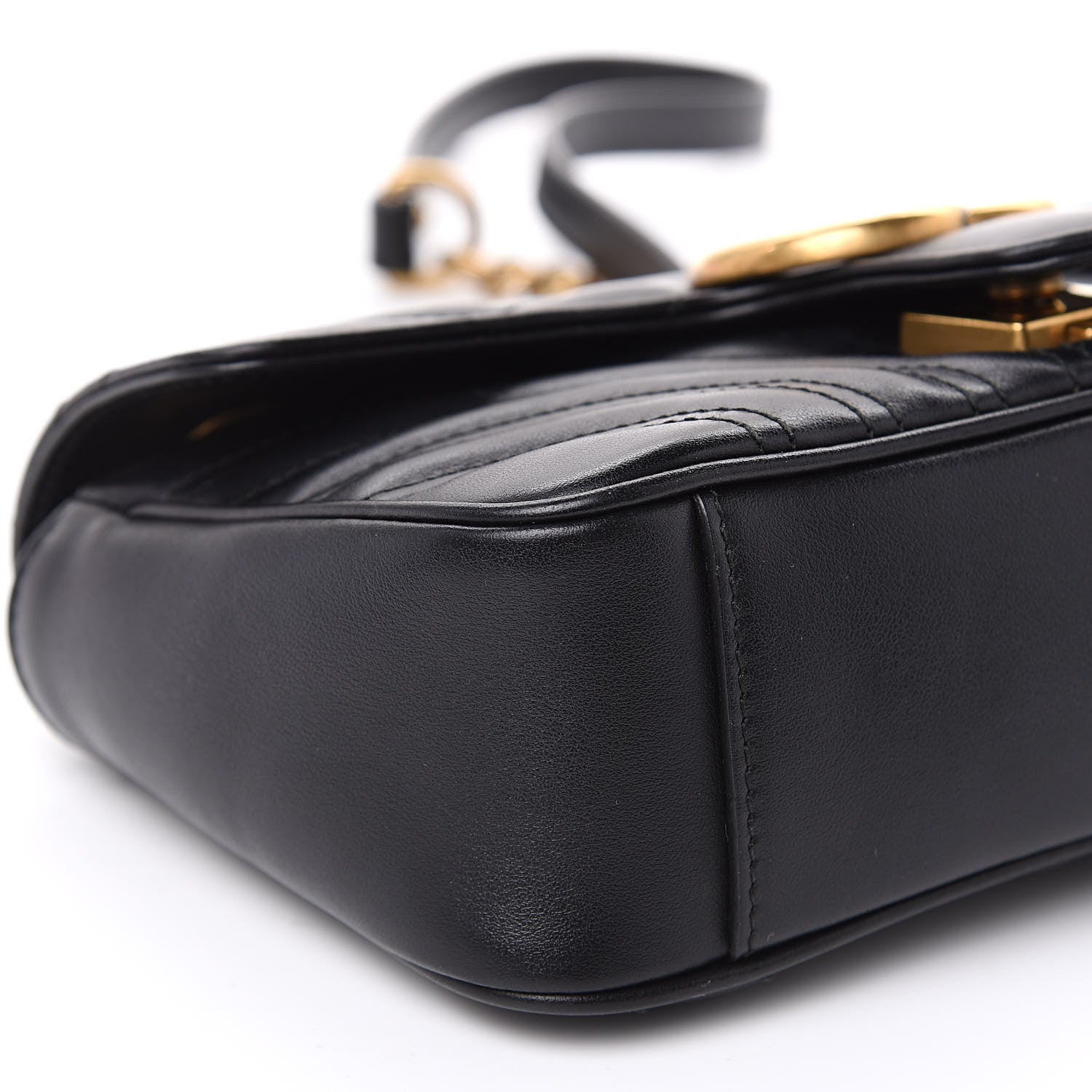 Gucci Calfskin Matelasse Mini GG Marmont Shoulder Bag Black 9 of 11