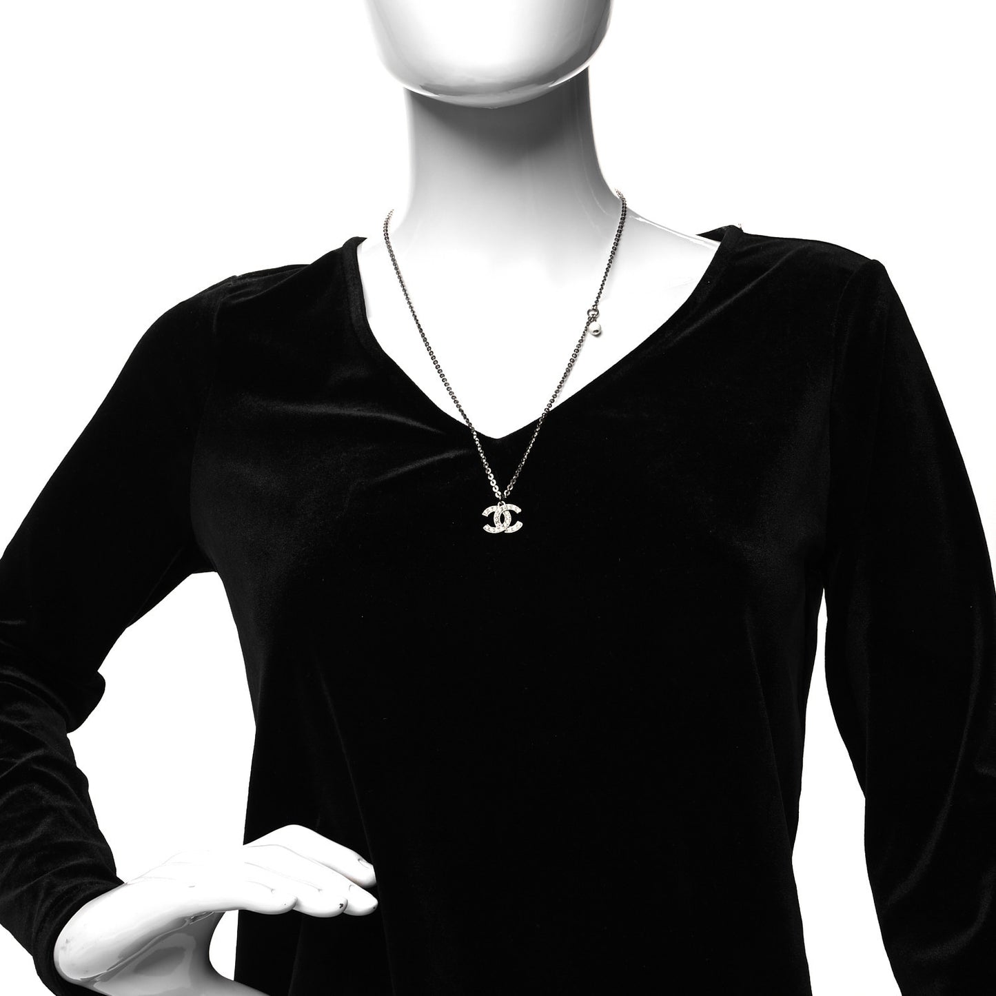 Crystal Timeless CC Necklace Silver