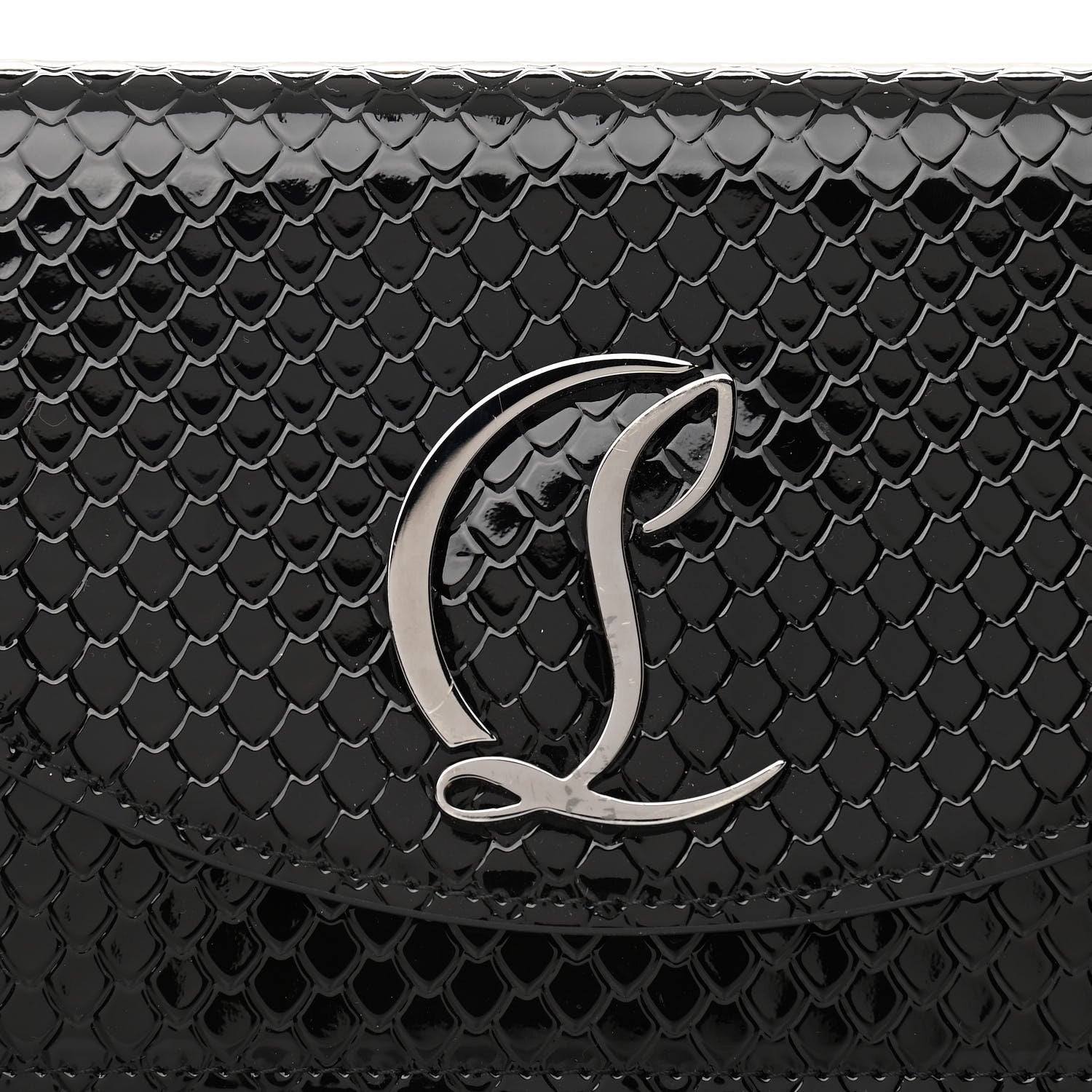Christian Louboutin Patent Embossed Python Loubi54 Crossbody Clutch Black 7 of 10