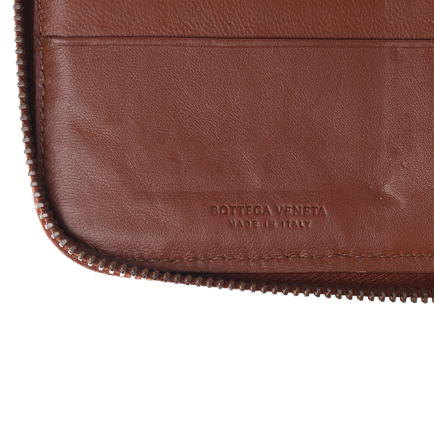 Nappa Intrecciato Floral Embroidered Zip Around Wallet Brown