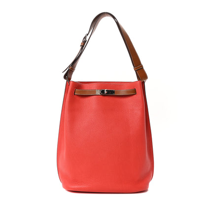 Hermes Taurillon Clemence Barenia So Kelly 26 Rouge Pivoine Fauve 1 of 10