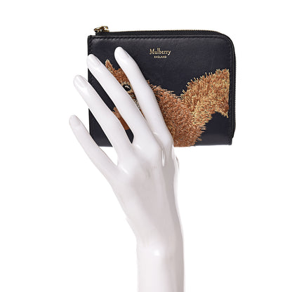 Mulberry Smooth Calfskin Squirrel Embroidered Part Zip Coin Pouch Navy 2 of 10
