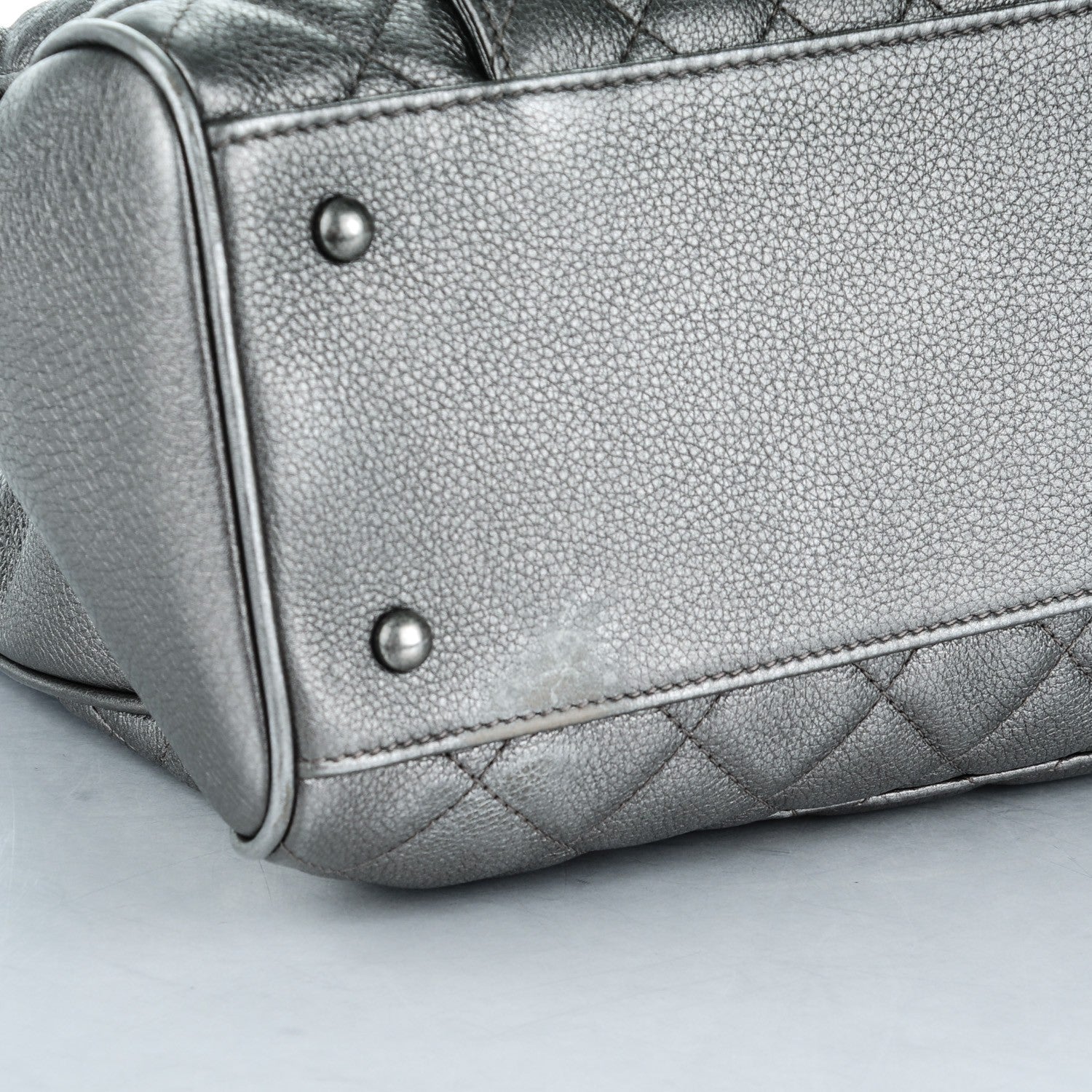 Chanel Metallic Grained Calfskin Quilted Large Casual Pocket Tote Silver 5 of 9