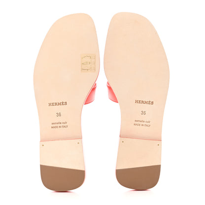 Hermes Box Calfskin Oran Sandals 36 Rouge Jaipur 5 of 9
