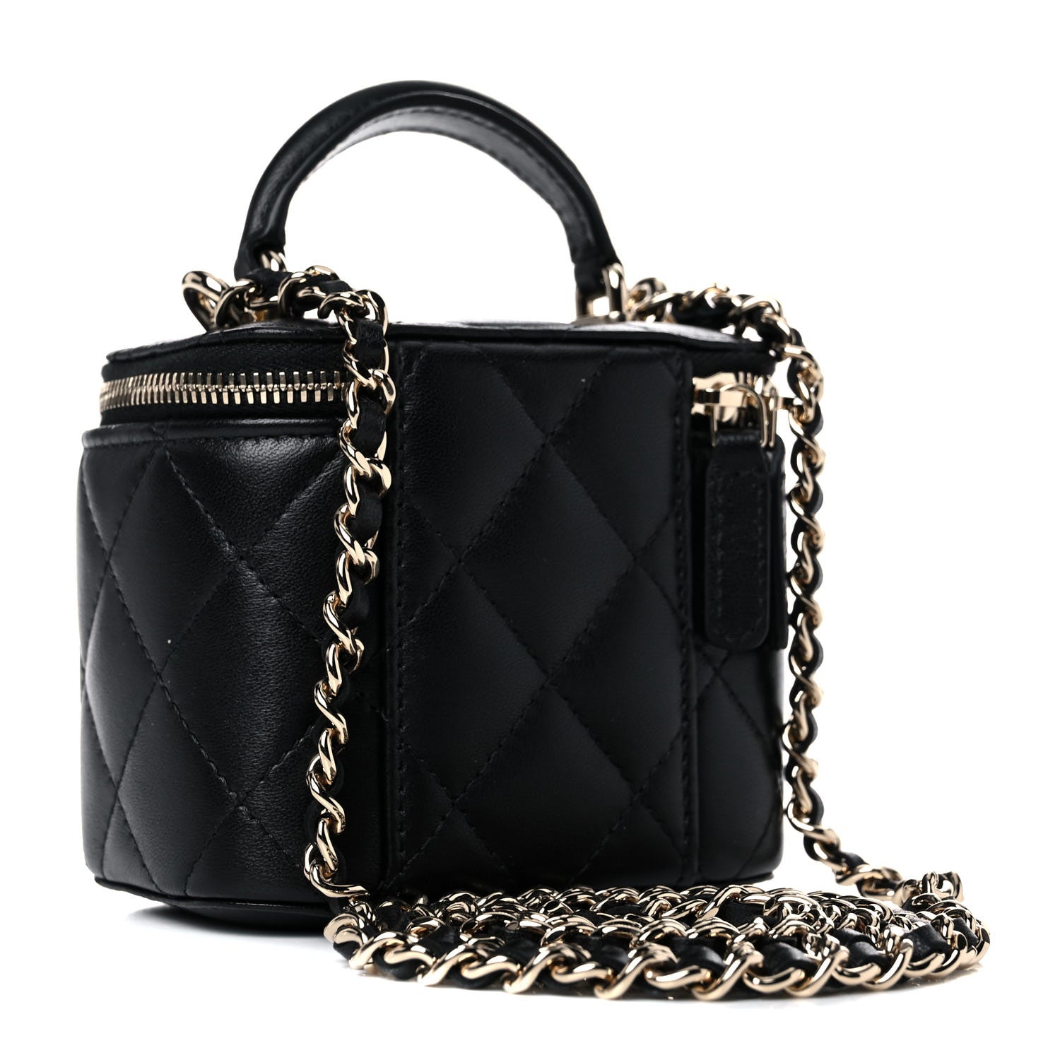 Chanel Lambskin Quilted Top Handle Mini Vanity Case With Chain Black 2 of 10