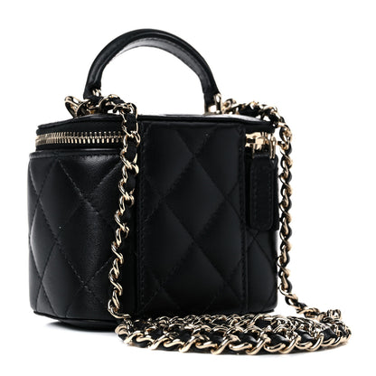 Chanel Lambskin Quilted Top Handle Mini Vanity Case With Chain Black 2 of 10