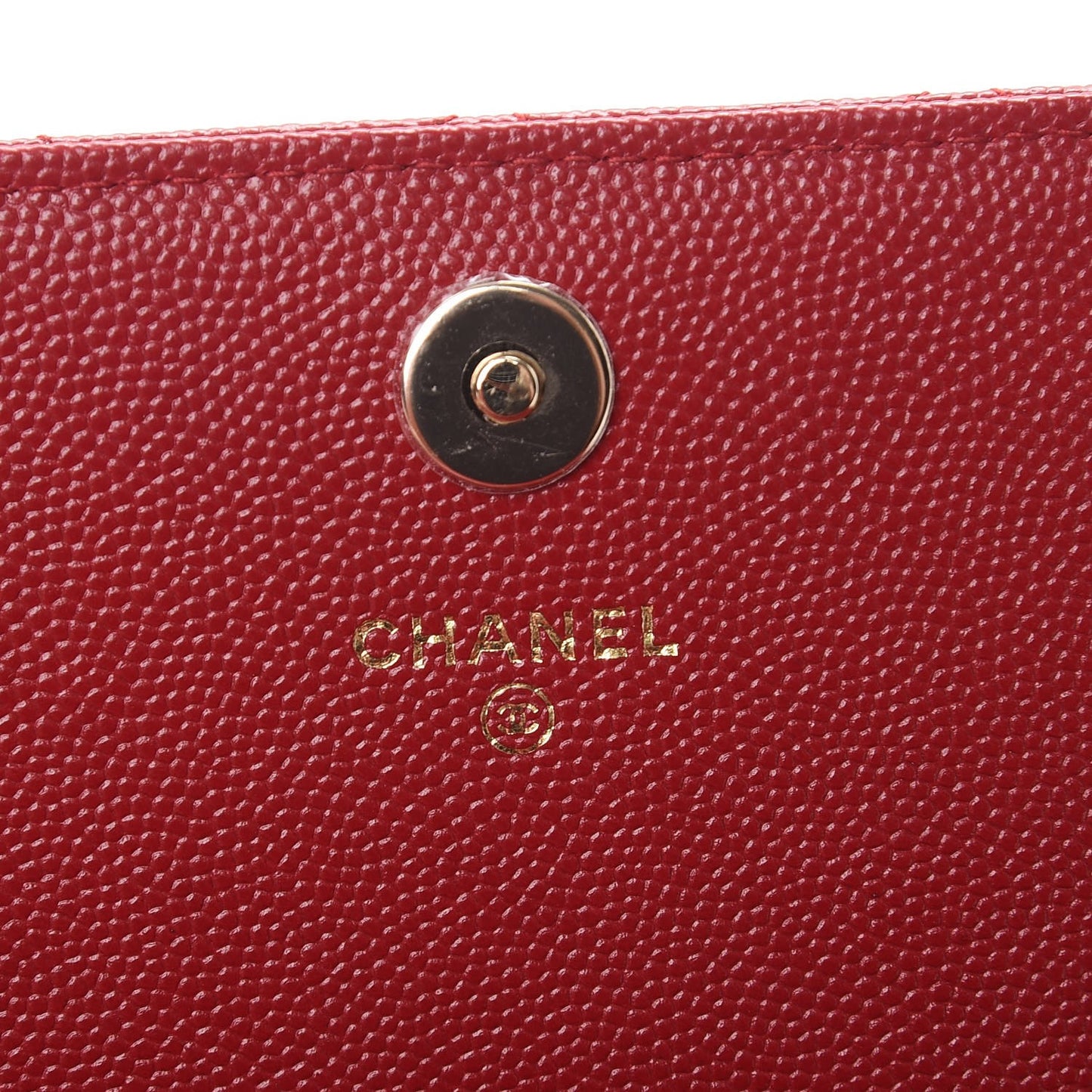 Caviar Quilted Square Wallet On Chain WOC Dark Red