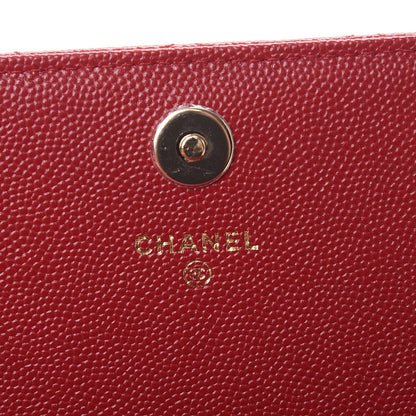 Chanel Caviar Quilted Square Wallet On Chain WOC Dark Red 5 of 7
