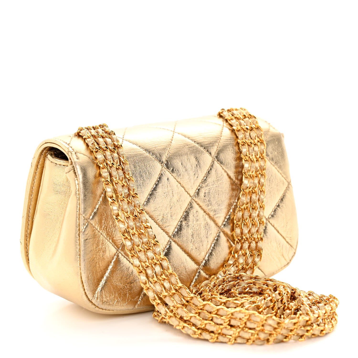 Chanel Metallic Lambskin Quilted Multi Chain Single Flap Gold 3 of 12
