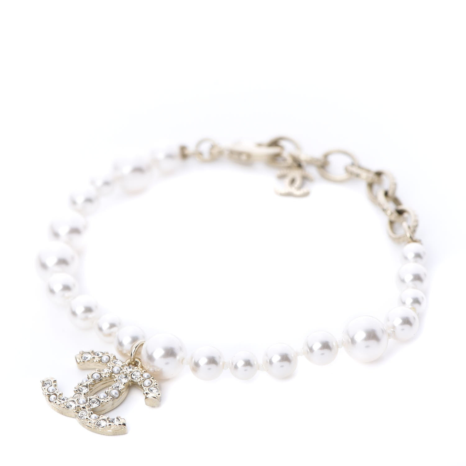 Chanel Pearl Crystal CC Bracelet Gold 1 of 5