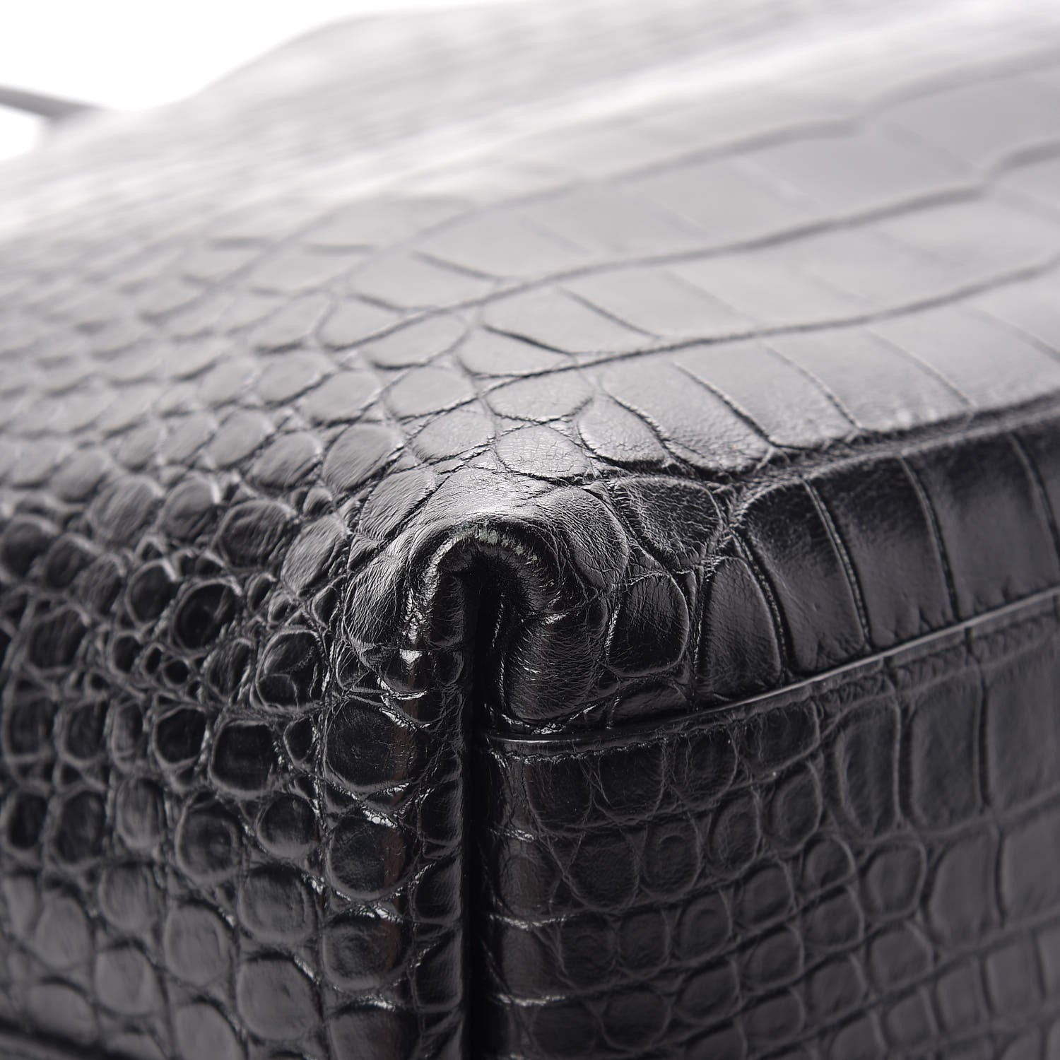Saint Laurent Calfskin Crocodile Embossed Bold Shopper Tote Black 12 of 12