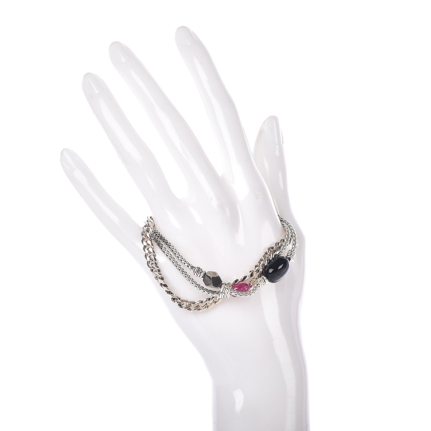 John Hardy X Adwoa Aboah Sterling Silver Tourmaline Pyrite Onyx Three Row Bracelet 2 of 4