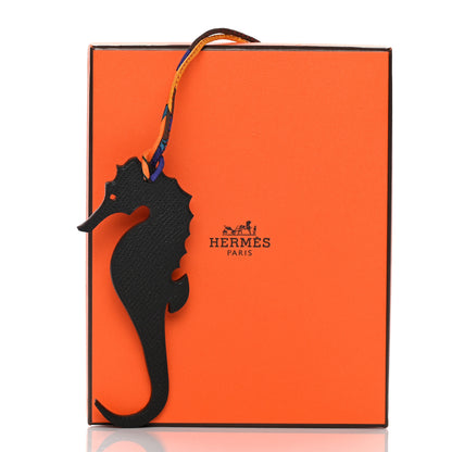 Hermes Epsom Togo Petit H Seahorse Bag Charm Capucine Chocolate 4 of 4