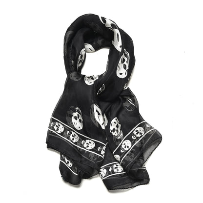 Alexander McQueen Silk Chiffon Skull Scarf Black Ivory 1 of 6
