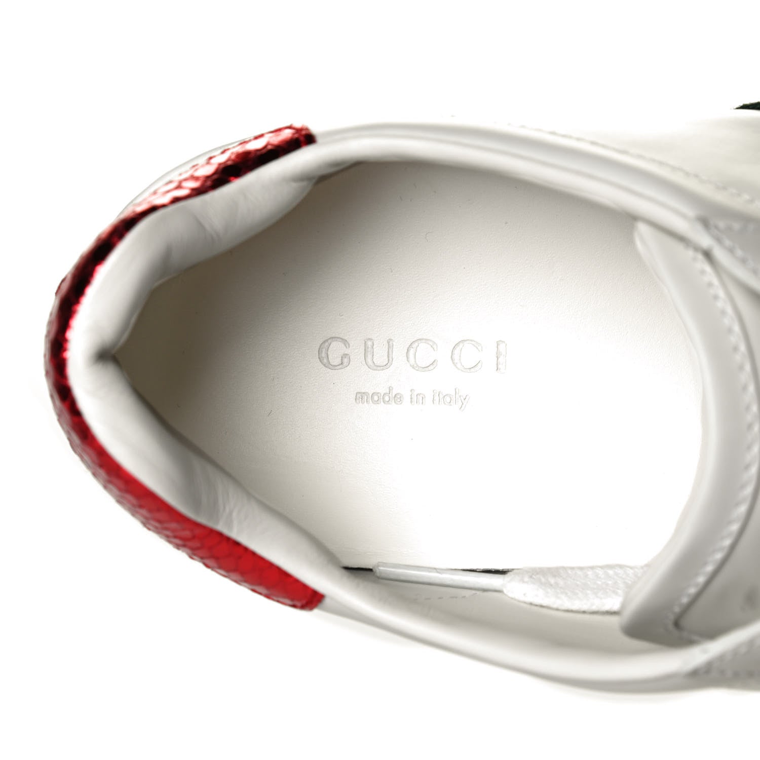 Gucci Calfskin Ayers Bee Embroidered Womens Ace Sneakers 37.5 White Green 7 of 9