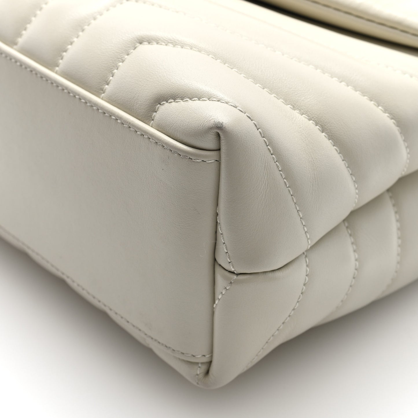 Calfskin Y Quilted Monogram Small Loulou Chain Satchel Crema Soft