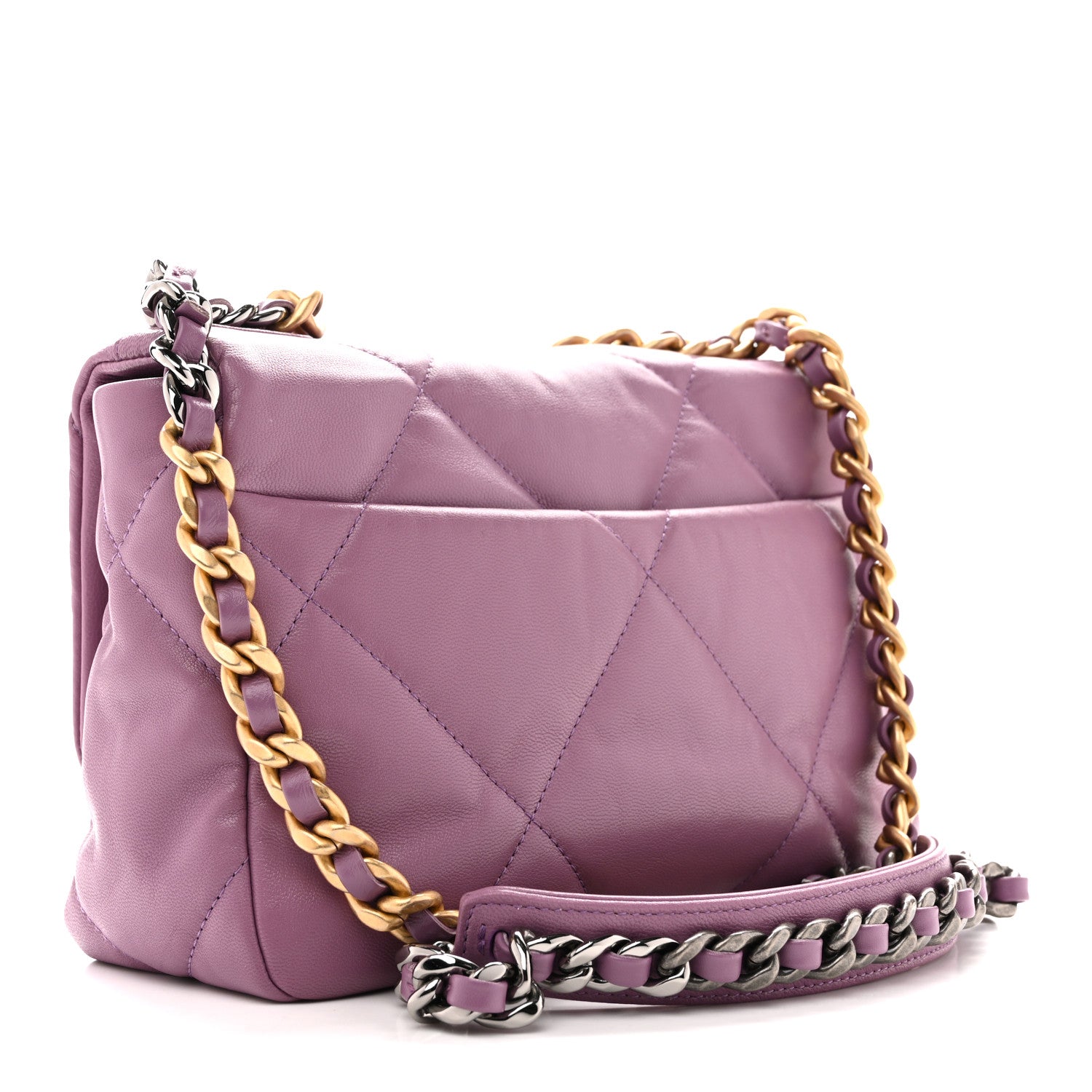 Chanel Goatskin Quilted Medium Chanel 19 Flap Purple 3 of 12