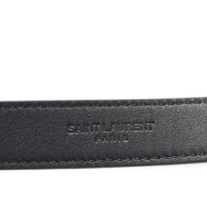 Saint Laurent Suede Monogram Cassandre Extra Thin Square Buckle Belt 75 30 Black 4 of 5