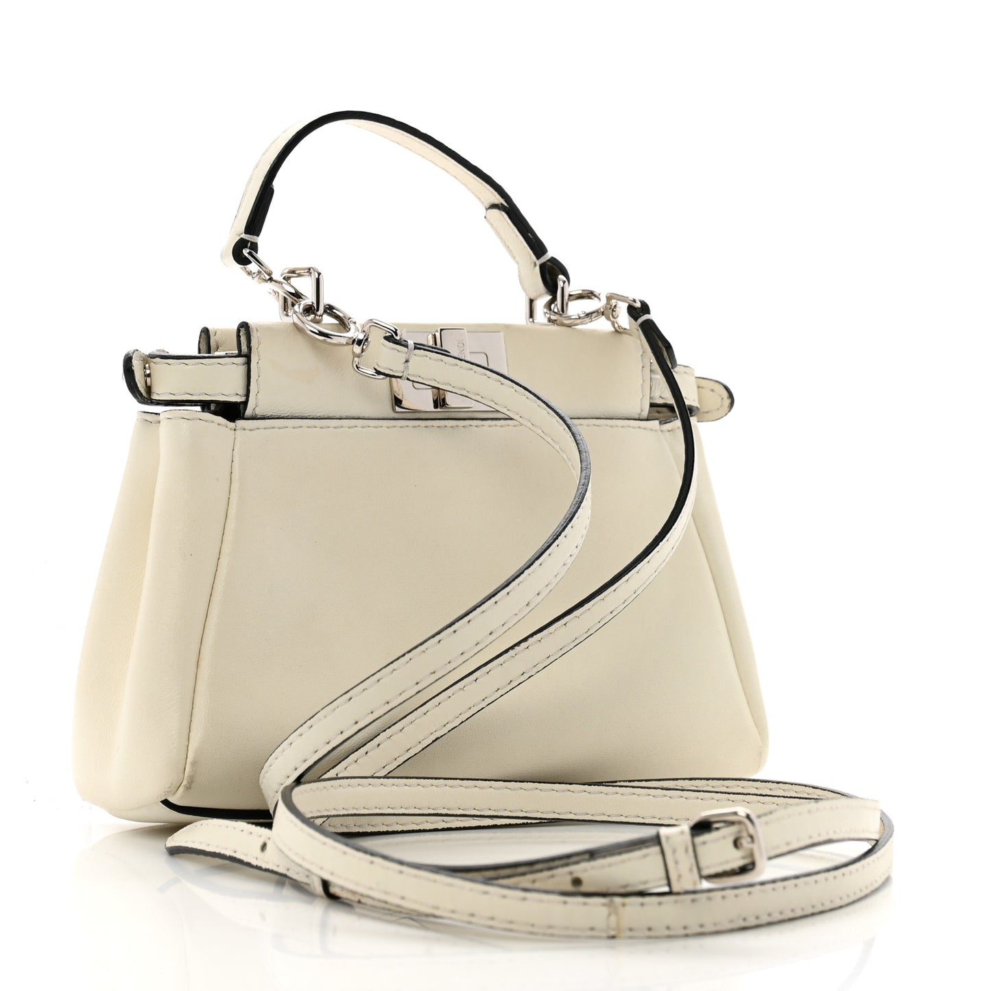 Shiny Nappa Micro Peekaboo Iconic Satchel White