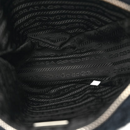 Prada Terry Cloth Triangle Shoulder Bag Black White 5 of 9
