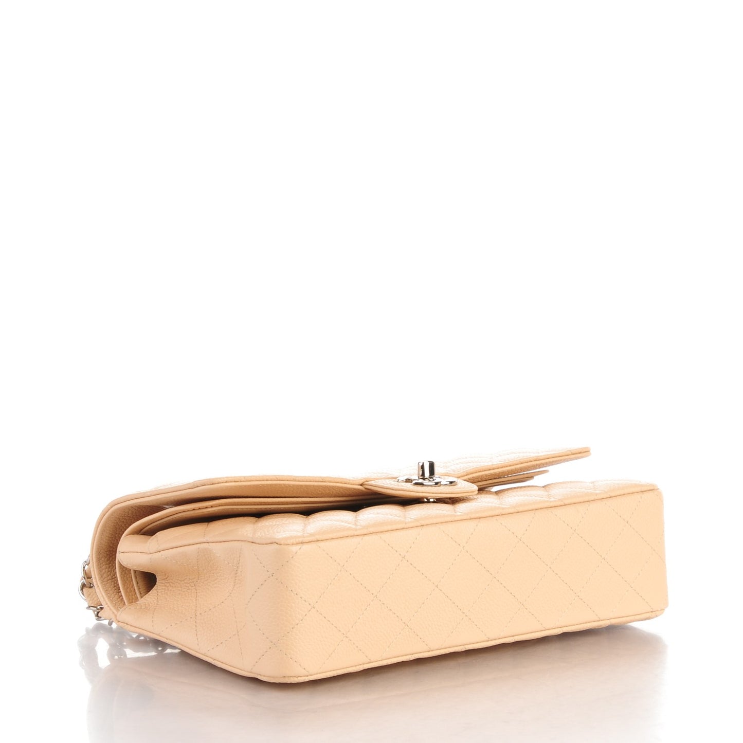 Caviar Quilted Medium Double Flap Beige Clair