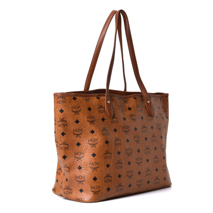 MCM Visetos Dog Bone Striped Shopper Tote Cognac 2 of 9