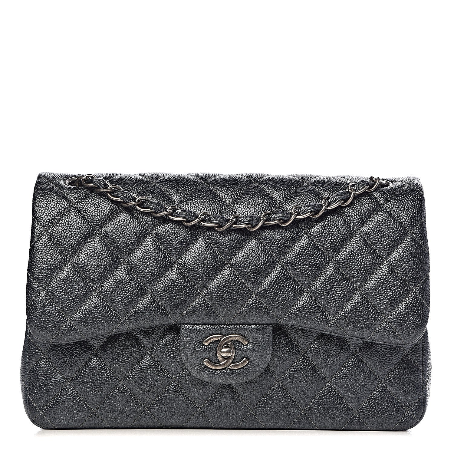 Chanel Pearly Caviar Quilted Jumbo Double Flap Black 1 of 12