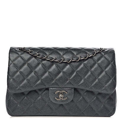 Chanel Pearly Caviar Quilted Jumbo Double Flap Black 1 of 12