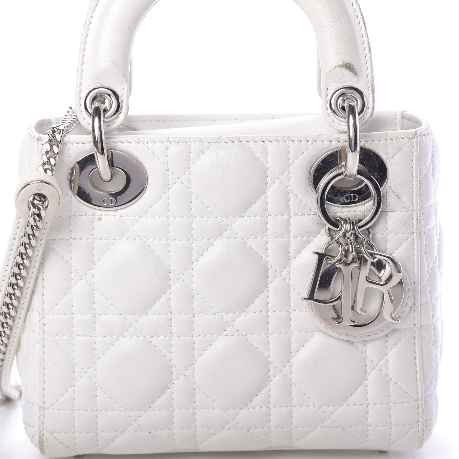 Christian Dior Lambskin Cannage Mini Lady Dior White 8 of 20