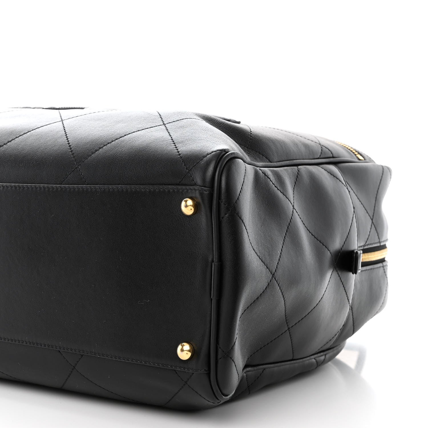 Chanel Calfskin Stitched Maxi Logo Bowling Bag Black 9 of 10