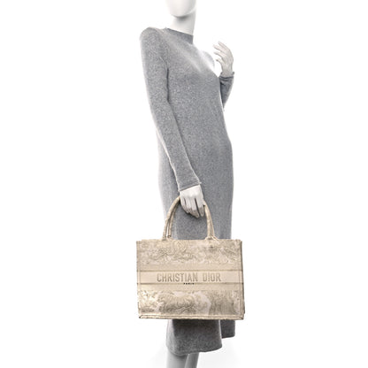 Christian Dior Canvas Embroidered Medium Dioriviera Toile De Jouy Book Tote Gold 2 of 11