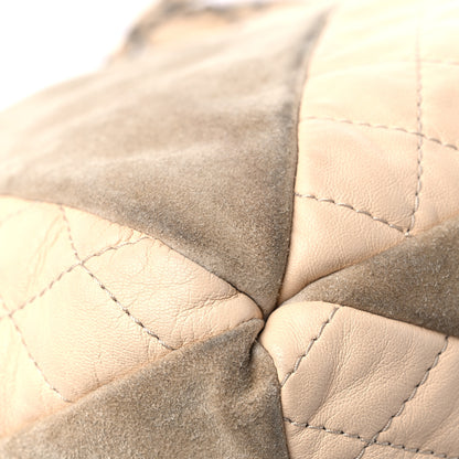 Chanel Calfskin Suede Quilted Patchwork Drawstring Bag Beige 10 of 17