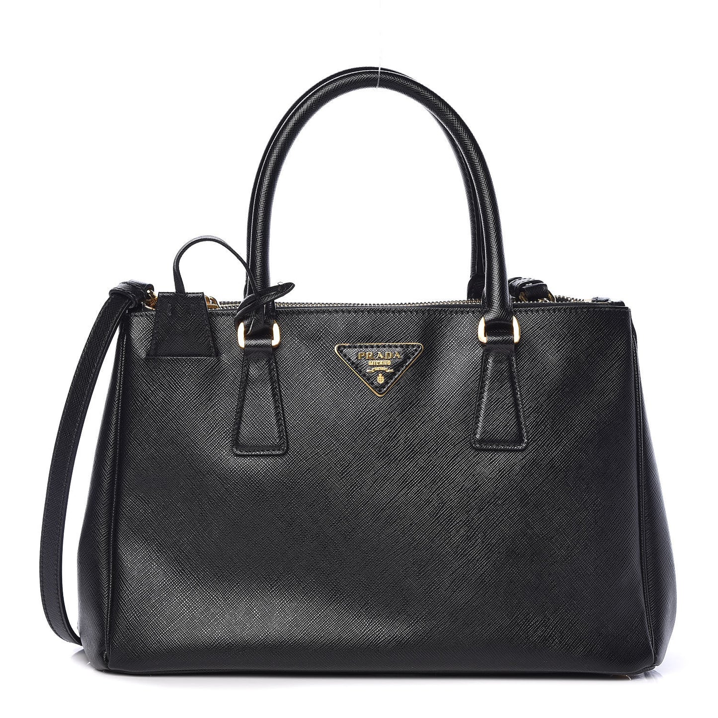 Saffiano Small Galleria Double Zip Tote Black