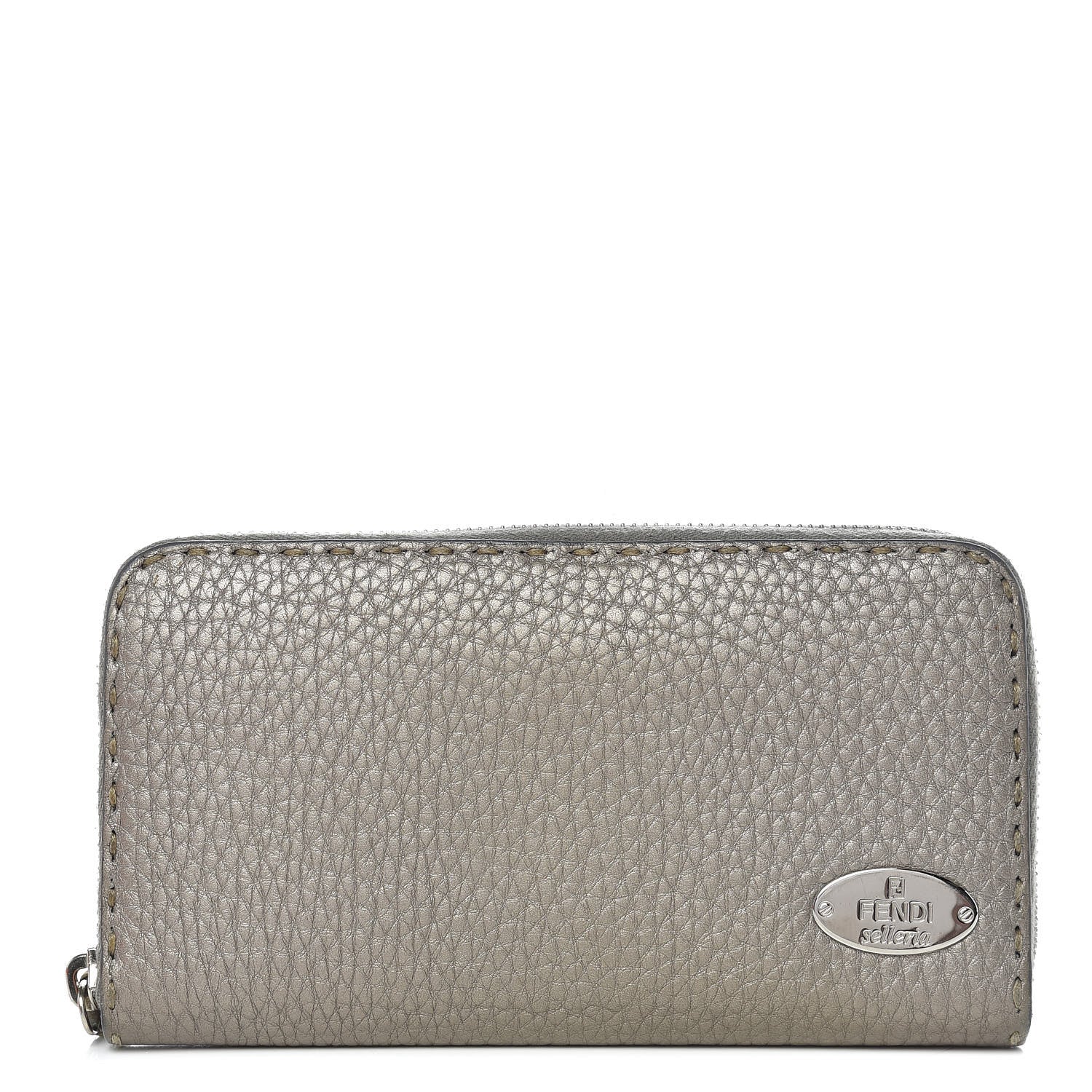 Fendi Cuoio Romano Selleria Zip Around Wallet Peltro 1 of 14