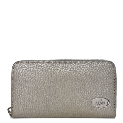 Fendi Cuoio Romano Selleria Zip Around Wallet Peltro 1 of 14