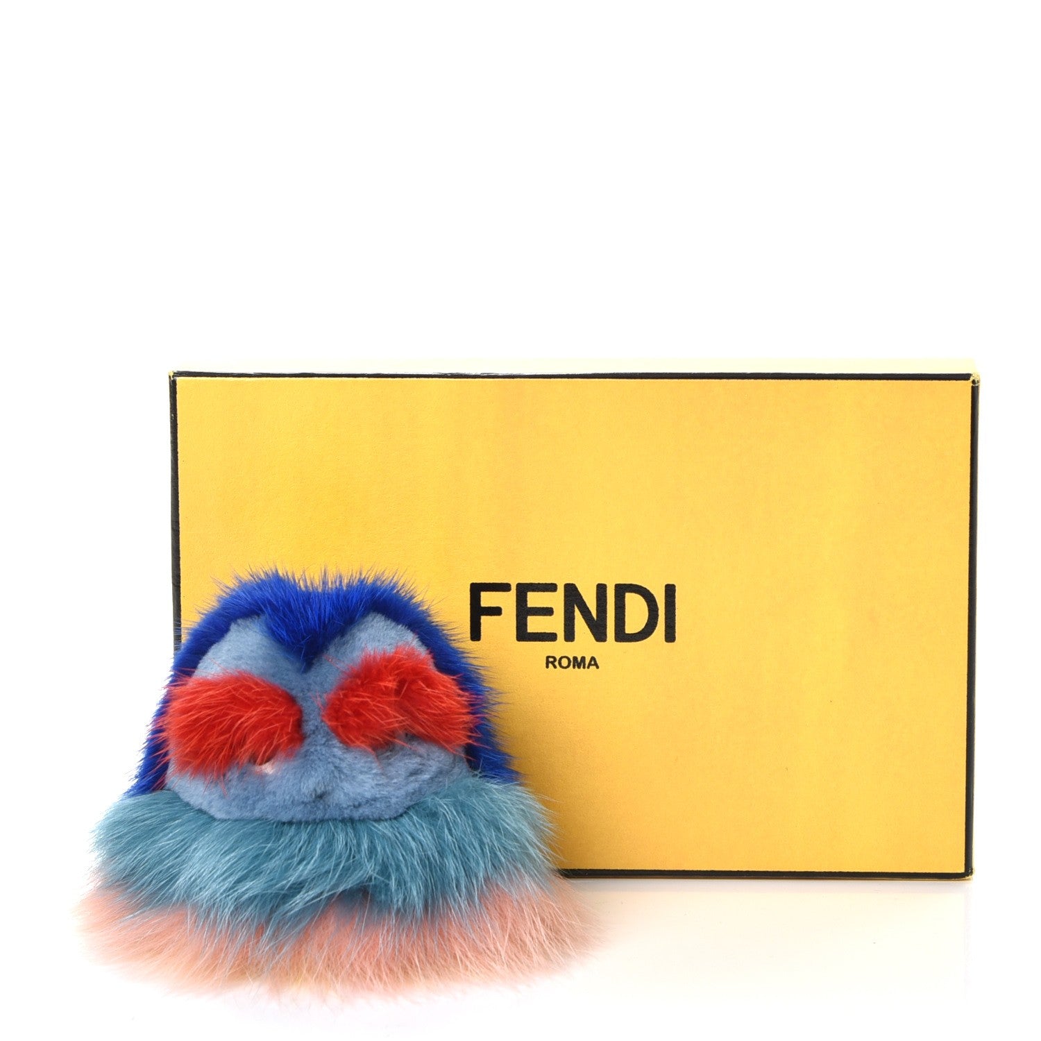 Fendi Mink Fox Fur Kid Monster Bag Bug Charm Blue Multicolor 5 of 5