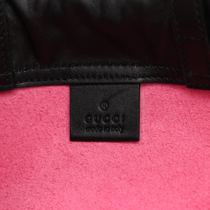 Gucci Grained Calfskin Logo Drawstring Backpack Box Pink Green Black 8 of 10