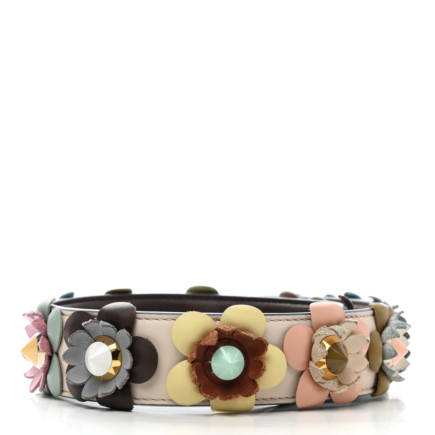 Fendi Vitello Dolce Flowerland Studded Strap You Camelia Moresco Multicolor 2 of 7