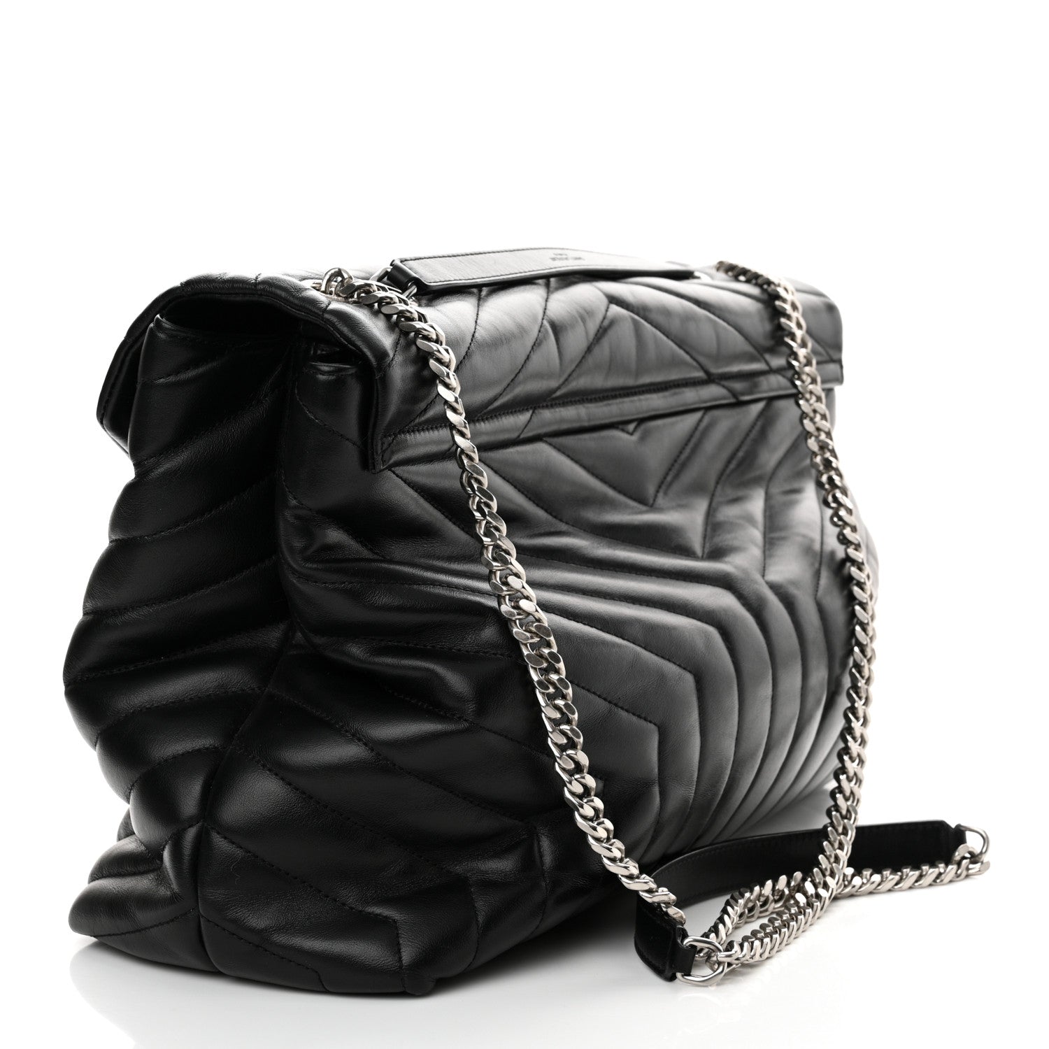 Saint Laurent Calfskin Y Quilted Monogram Large Loulou Chain Satchel Black 3 of 12